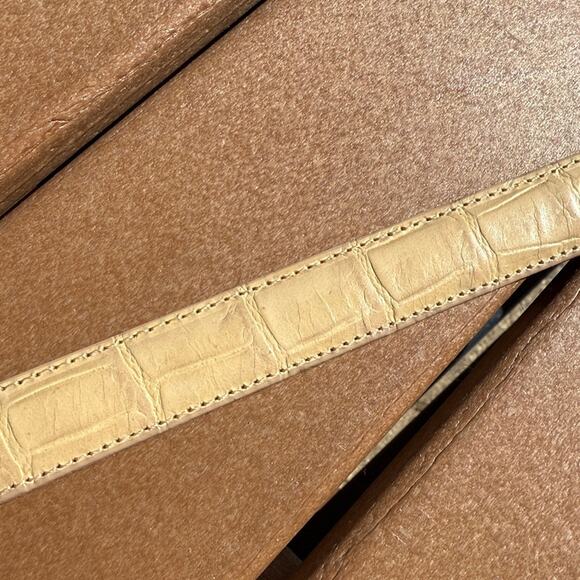 Brighton Classics Beige Croc Embossed Leather Belt with Silver Accents XL